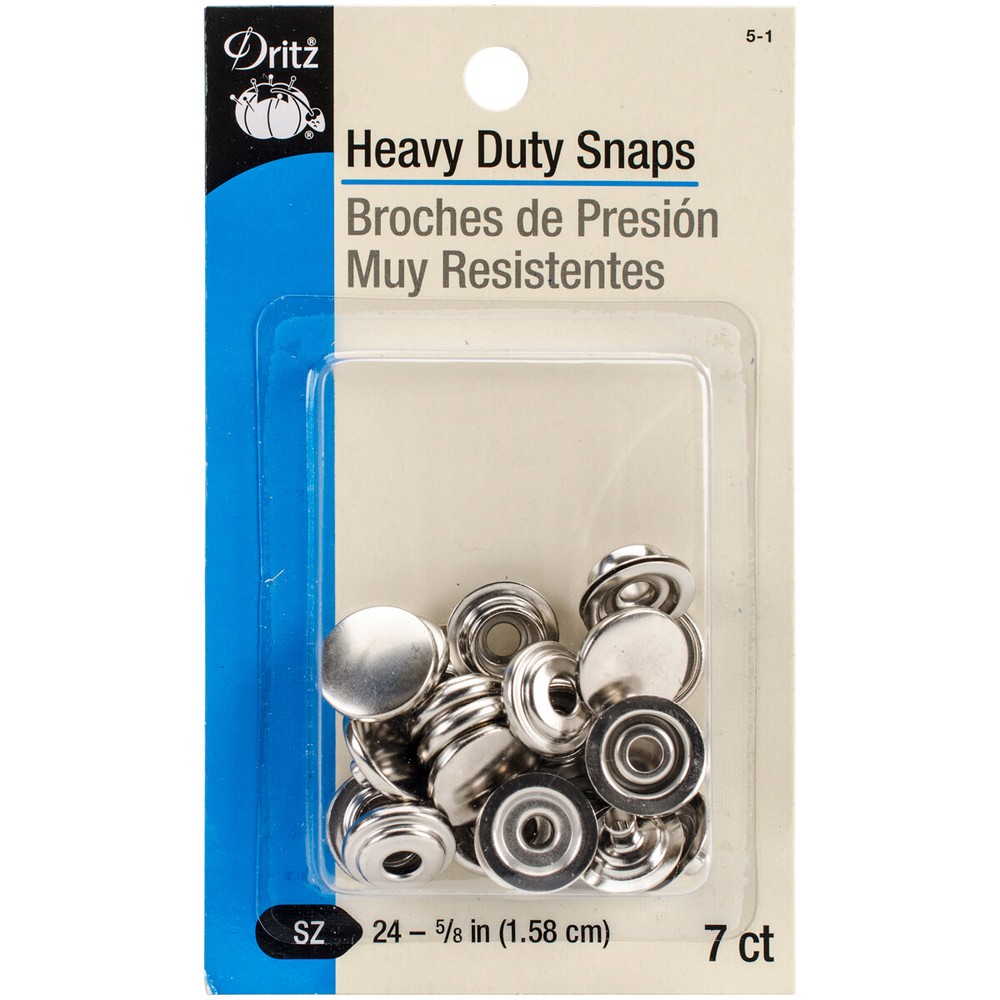 Dritz 5-1 Heavy-Duty Snaps 5/8" 7/Pkg-Nickel