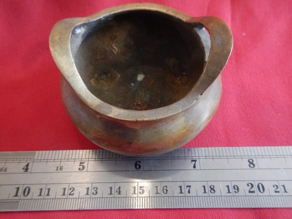 Solid Cast Brass / Bronze Censer Incense Burner Reproduction w/ Hallmarks Chops