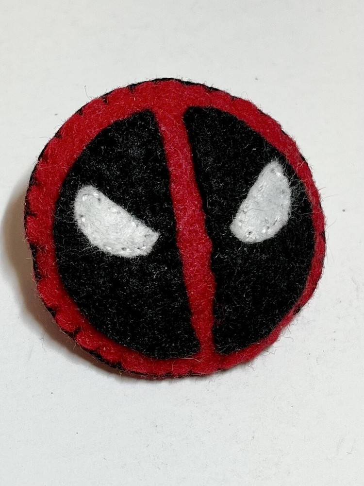 Marvel Deadpool Face Logo Button Pin Handmade Fabric Brooch 1.75” X-Force