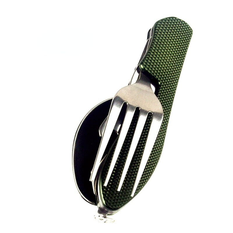 4 in1 Multifunctional Outdoor Tableware S/S Foldable Fork Spoon Knife Picnic