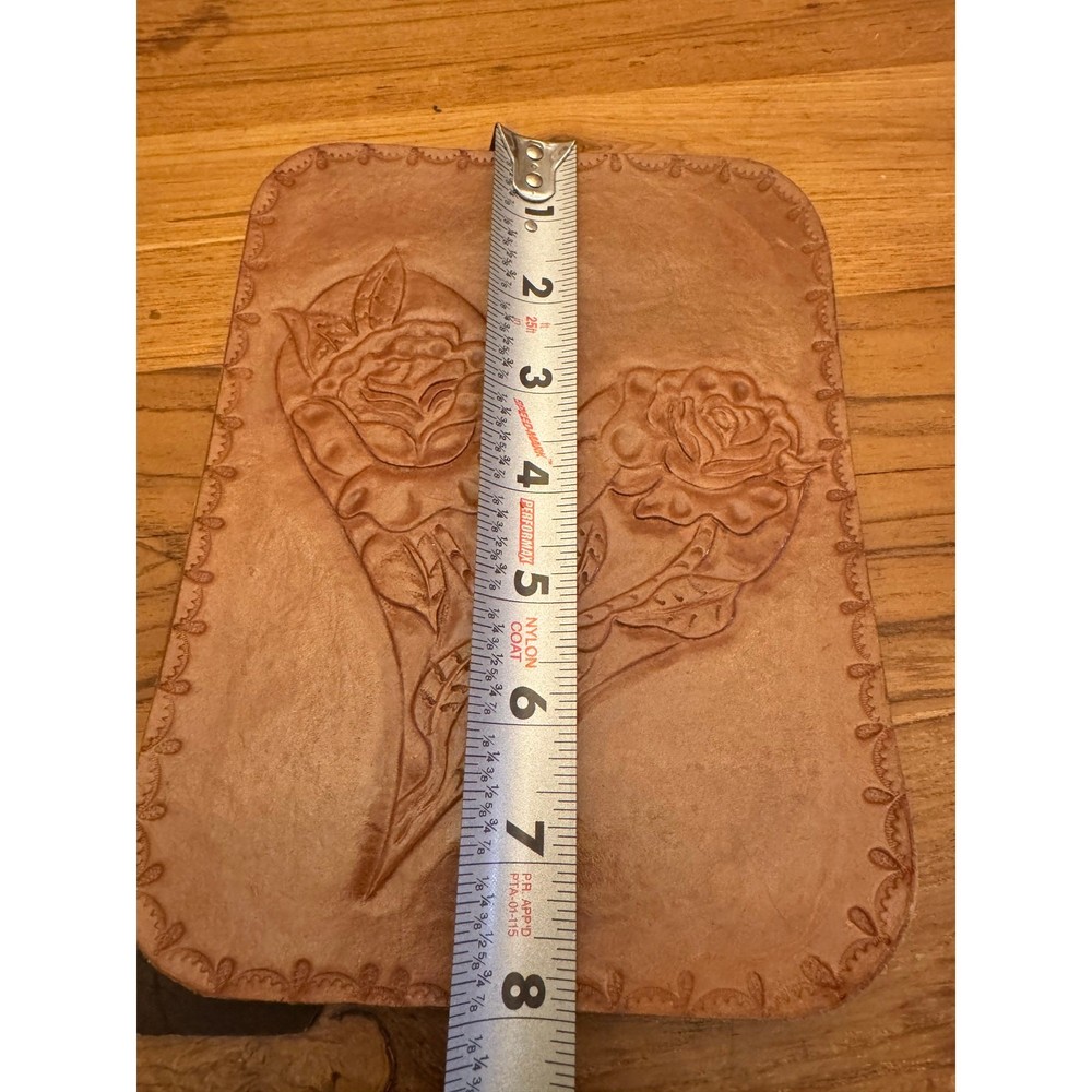 Vintage embossed heart leather picture with display frame
