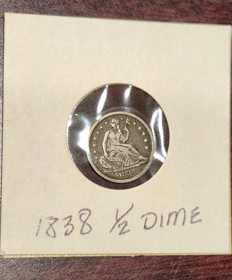 1838 Half Dime - Higher Grade - Slight Rotation Poss. Old Lt Cleaning - Ding Rev