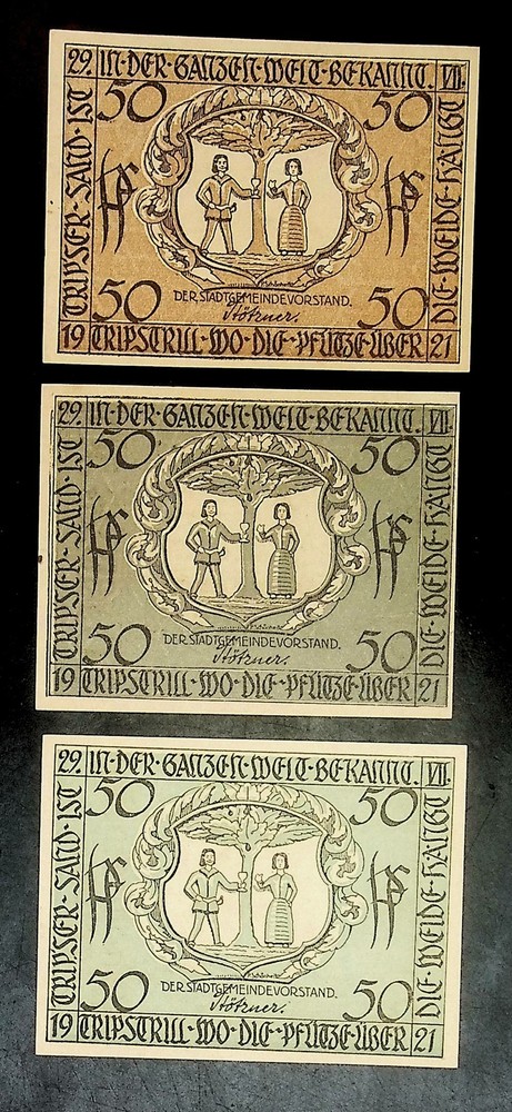 1921 Germany TRIPTIG 50 Phennig Banknote / Notgeld