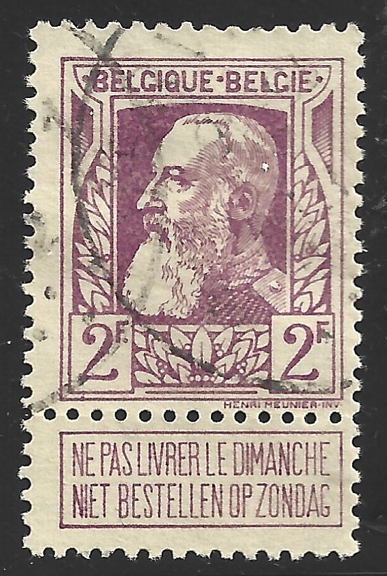 Belgium, Scott #91, 2fr King Leopold, Used