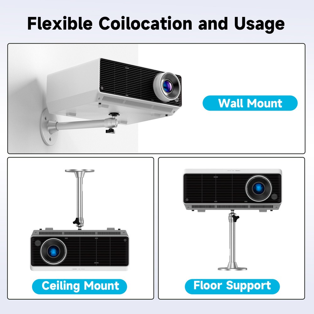 Adjustable Projector Stand - Aluminum Hanger for Wall & Ceiling LCD Installation