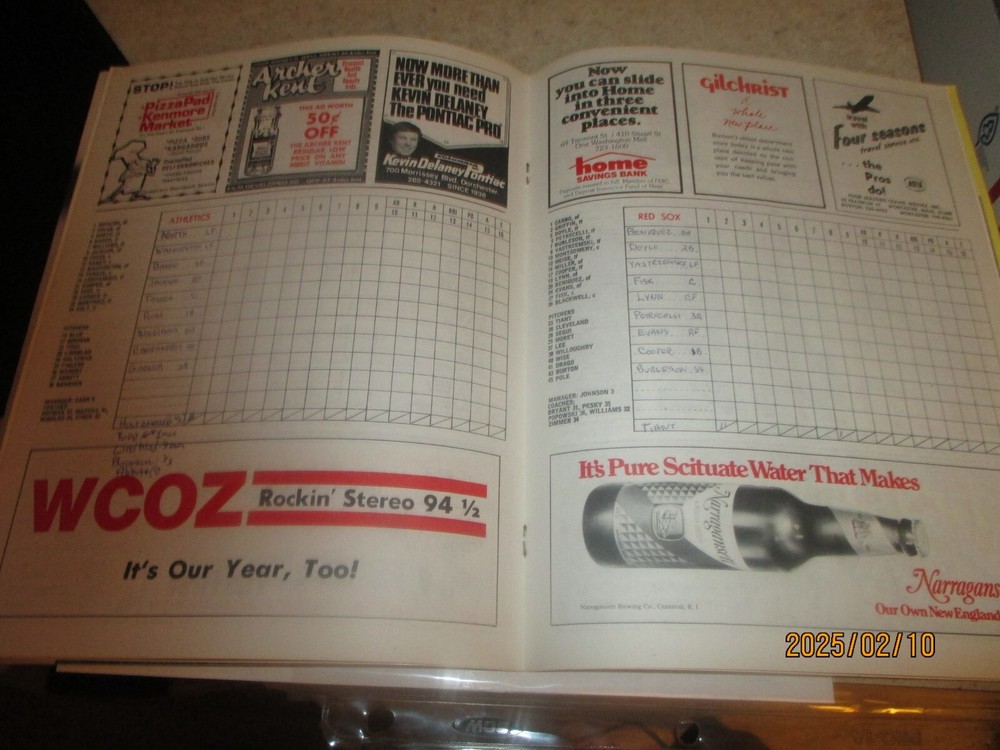 1975 ALCS baseball program Oakland A's vs Boston Red Sox