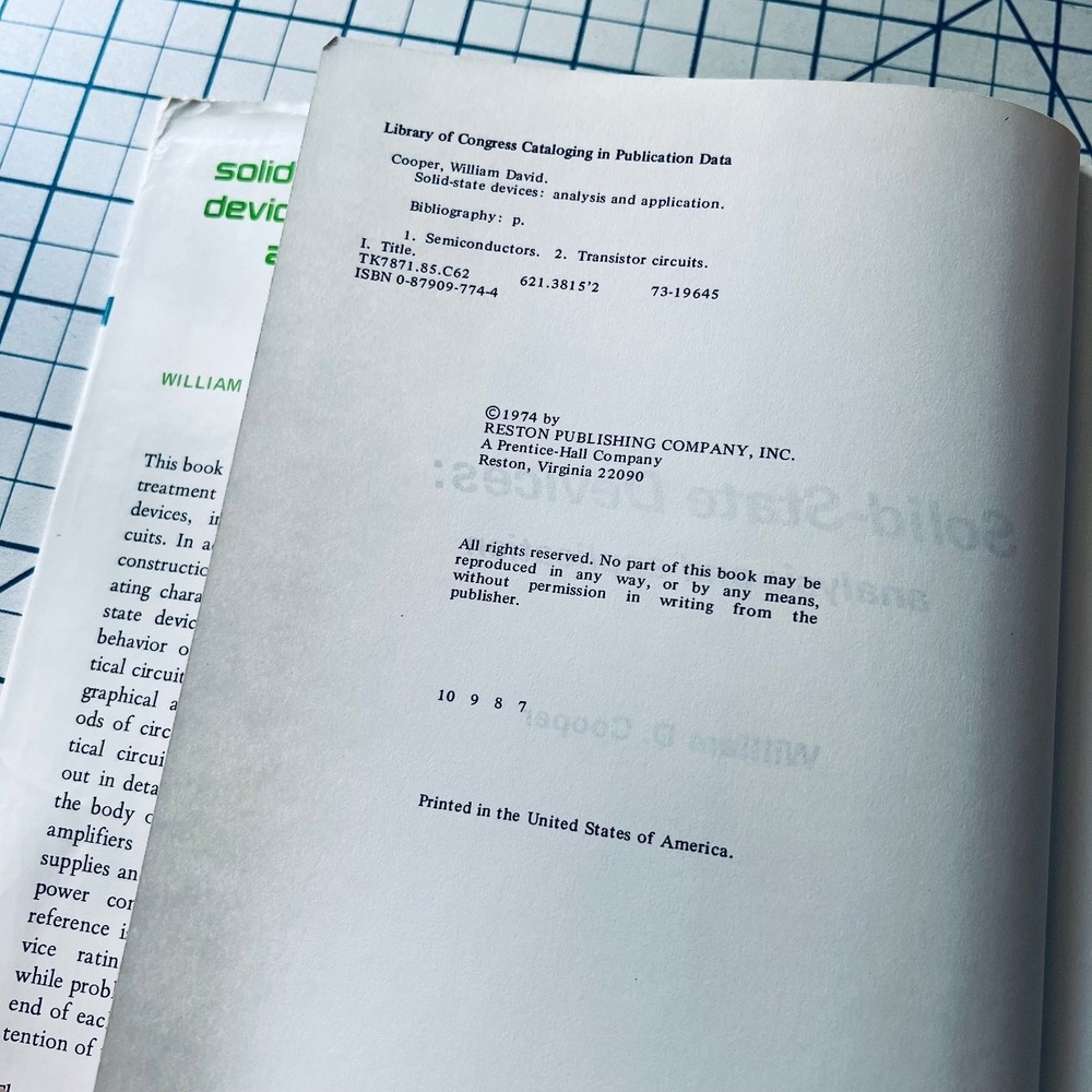 Solid-State Devices Analysis and Application 1974 Electronics William Cooper