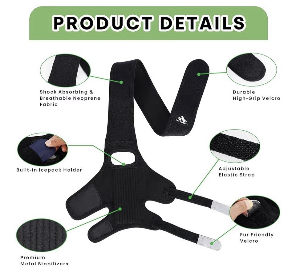 Petometry Dog Knee Brace Medium ACL CCL Support w/ Hot Cold Pack Adjustable