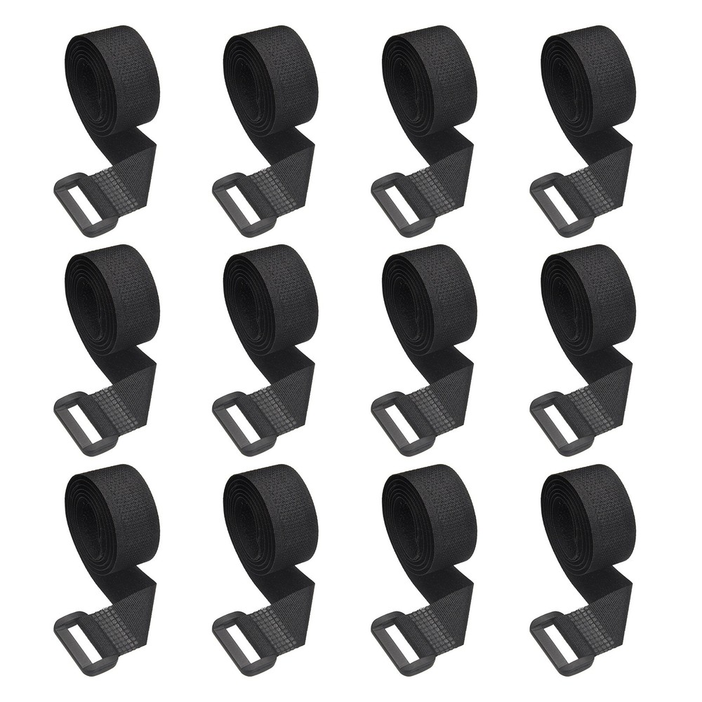 12pcs Reusable Cinch Straps 0.8"x23.6" Hook and Loop Cable Securing Strap, Black
