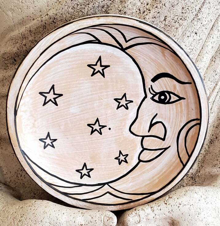 Whitewashed Celestial Moon Incense Holder
