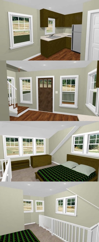 14x14 Tiny House -- 399 sq ft -- PDF FloorPlan -- Model 1B