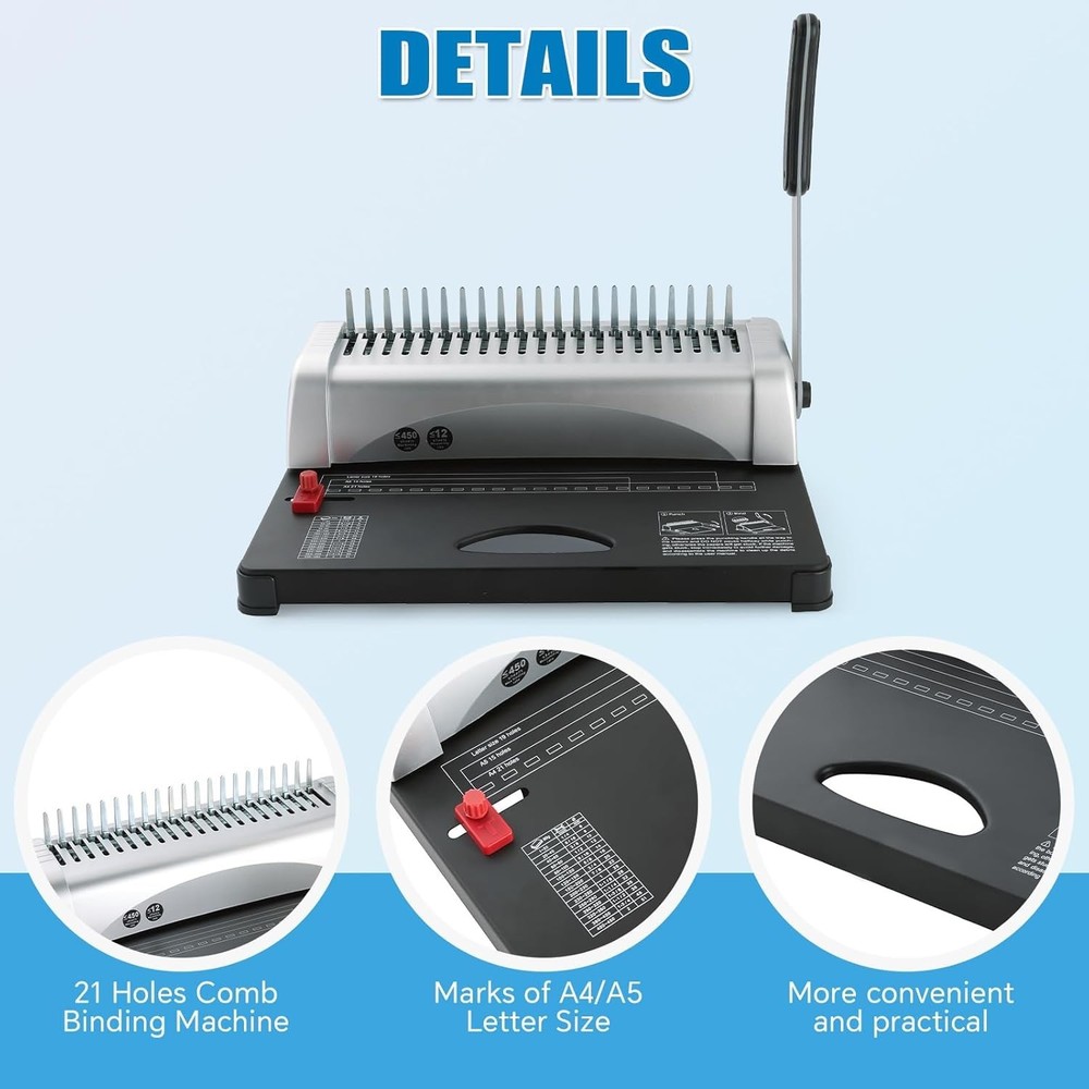 Compact, High-Efficiency Binding Machine with 100 Combs for Professional Results