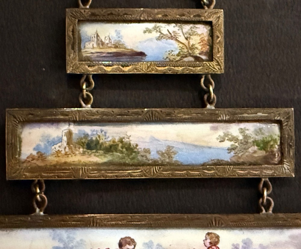Antique 19C Austrian Enamel 4 Wall Panels