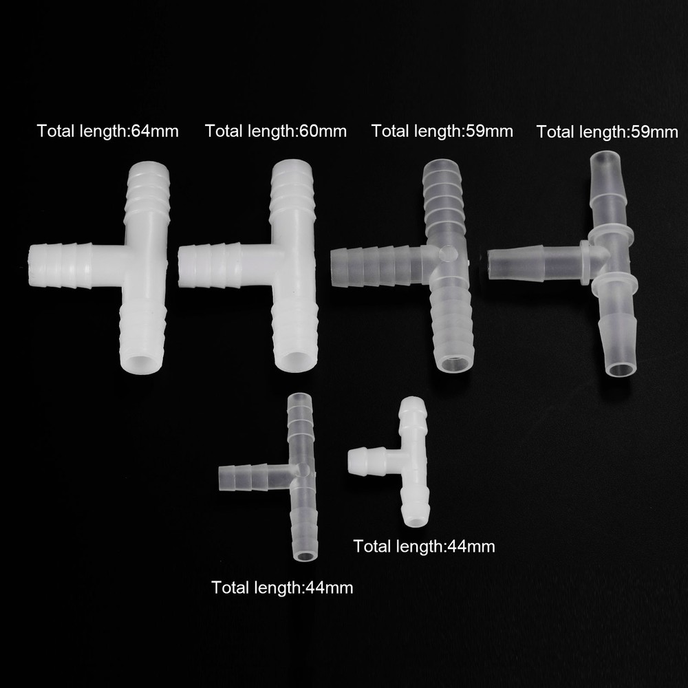 Tee Fitting Plastic Barb 3 Way Equal T Shaped Fitting Hose OD 3/8" 2Pcs