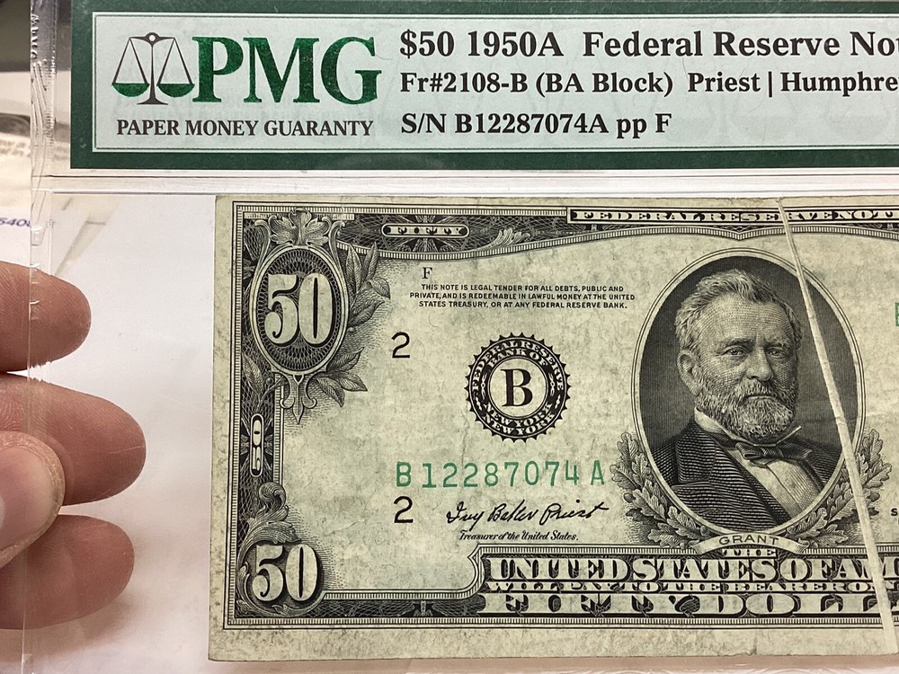 $50 1950A PMG 35 Gutterfold Error FR#2108-B