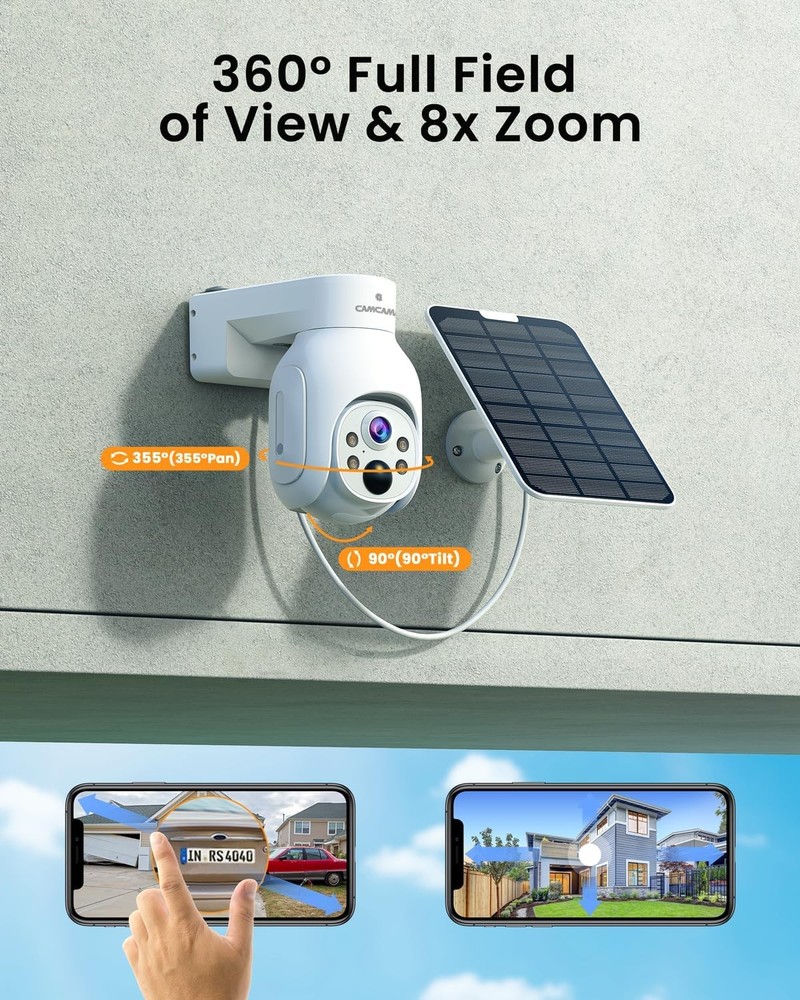 4MP WiFi Security Camera System Battery Solar Panel Wireless 2Way Talk Pan-Tilt