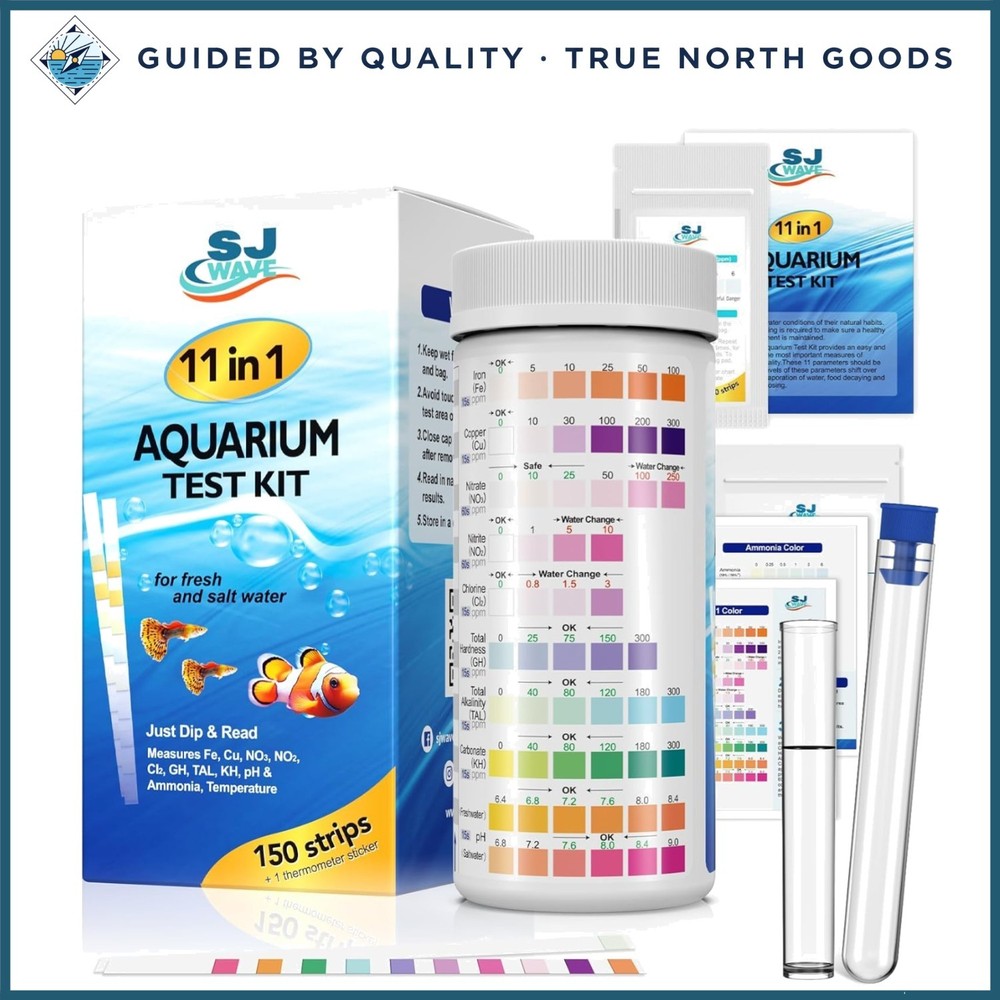 Fish Tank Water  Kit with 11 Parameters, 150 Strips & Easy-Read Color Chart
