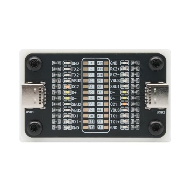USB-C Cable Tester, 24-Pin Continuity & Power/Data Checker, LED Indicators, Port