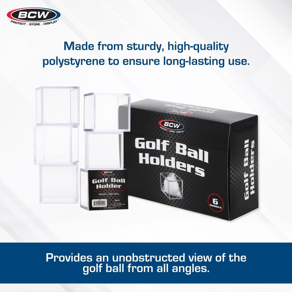 BCW Golf Ball Display Case - 1 ct Clear Polystyrene Shell White