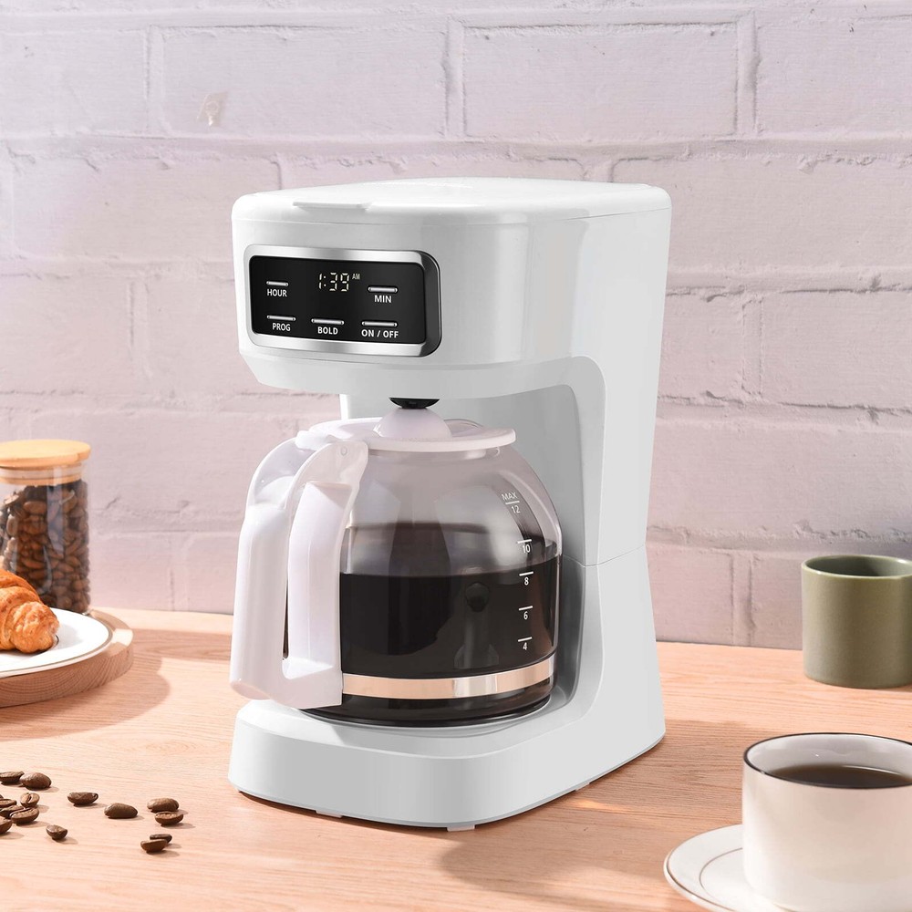 Finish 12-Cup Programmable Coffee Maker, White