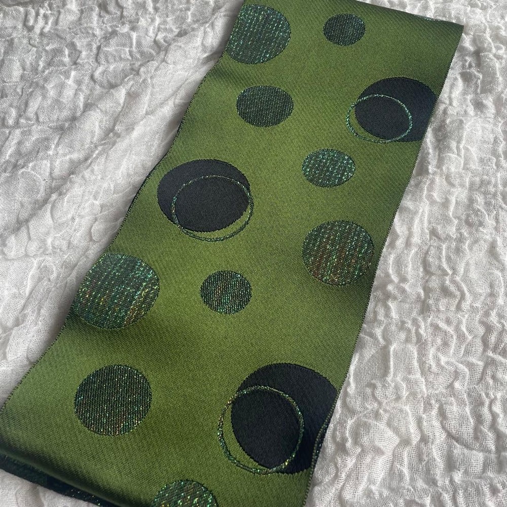 Half width band green dot polka dot bead polarized glitter reversible matcha