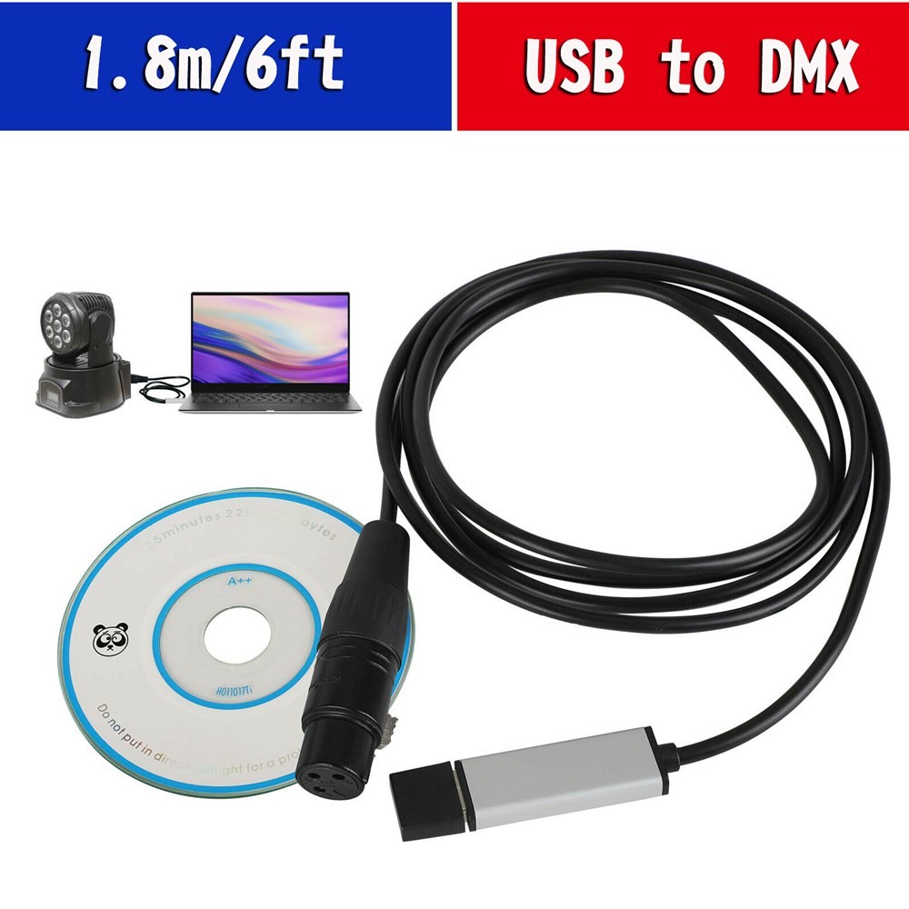 🌟USB to DMX Interface Adapter DMX512 Stage Light Controller Cable For Computer