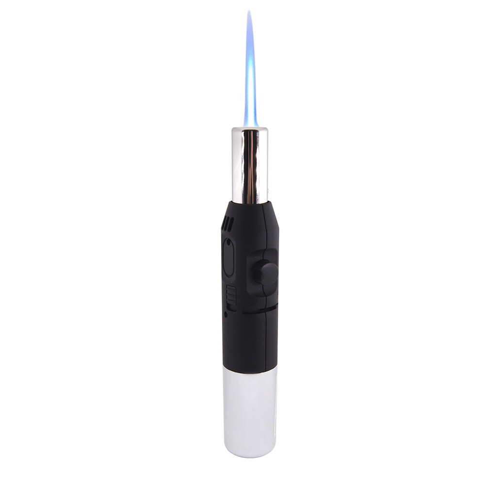 Pen Jet Butane Torch Lighter Safety Lock & Adjustable Flame Refillable Black