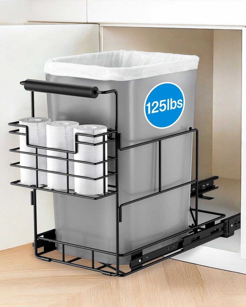 Pull Out Trash Can Under Cabinet, Under Sink Trash Can Kit for 7.5-10 Gallon ...