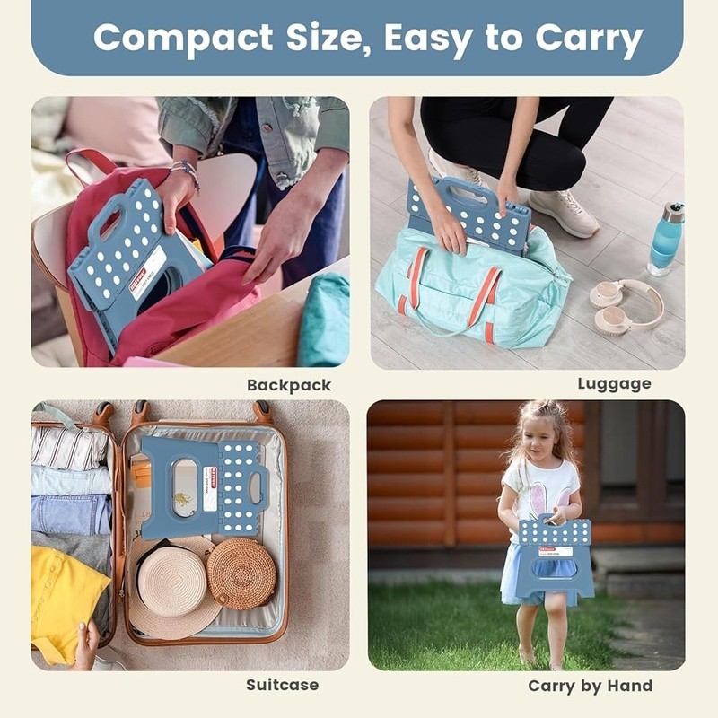 Durable Folding Step Stool W/ Ergonomic Handle Non-Slip Surface Safety Design US