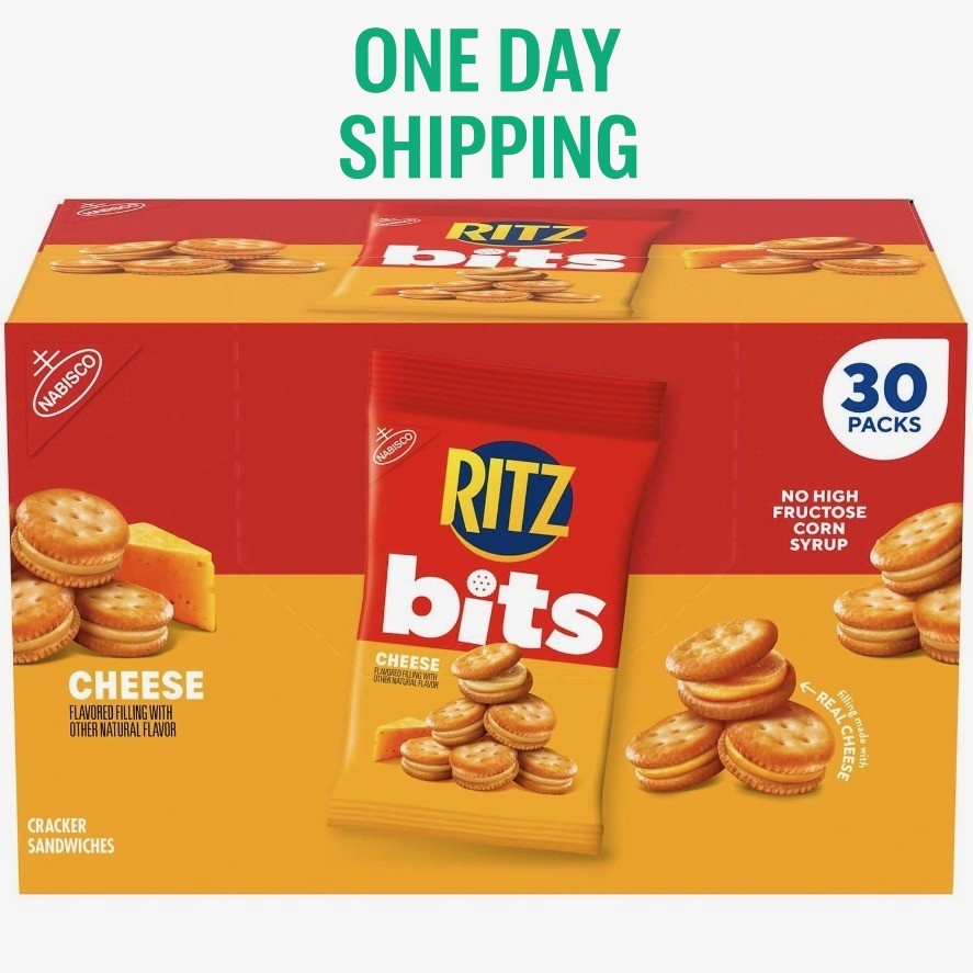 RITZ Bits Cheese Cracker Sandwiches 1.5oz 30 Count Bite Size Snacks