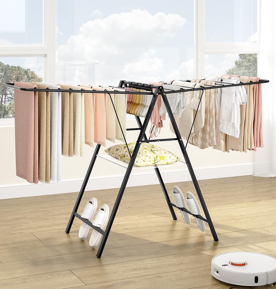 Foldable Clothes Drying Rack, Metal Laundry Drying Rack Collapsible, Ultra Th...