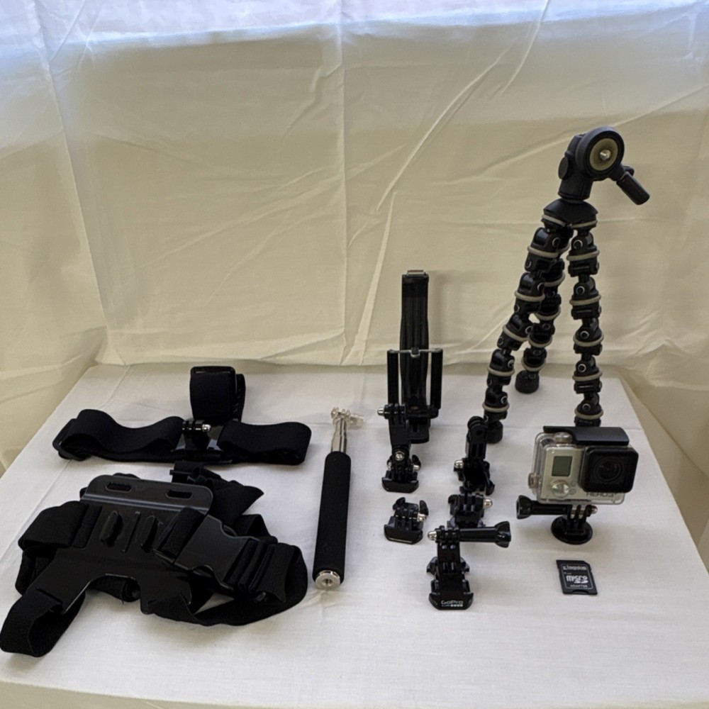 GoPro HERO3+ Camera, Mounts, Tripod, Straps, microSD Card Accessory Bundle