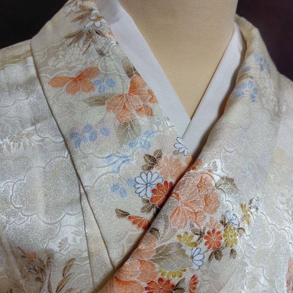Komono Polyester Kimono Flower Pattern, Size 155cm, , Slight Mark