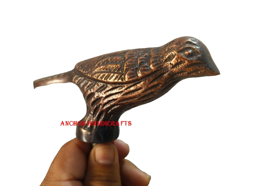Collectable Handmade Solid Antique Brass Bird Designer walking stick Handle