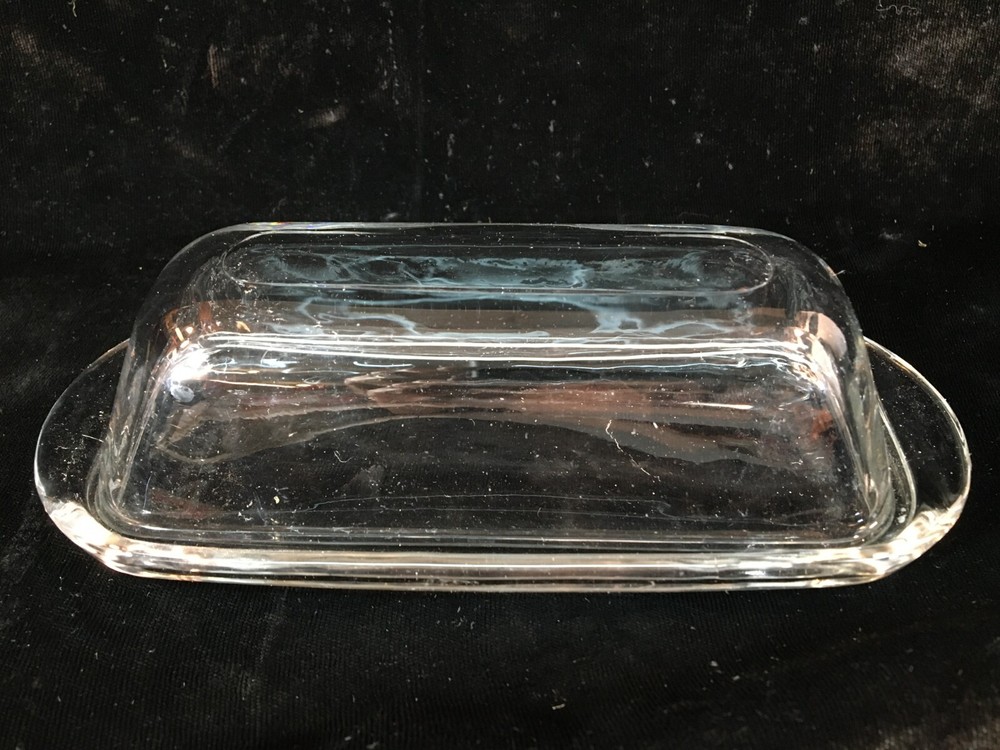 Clear Glass Butter Dish w/Lid