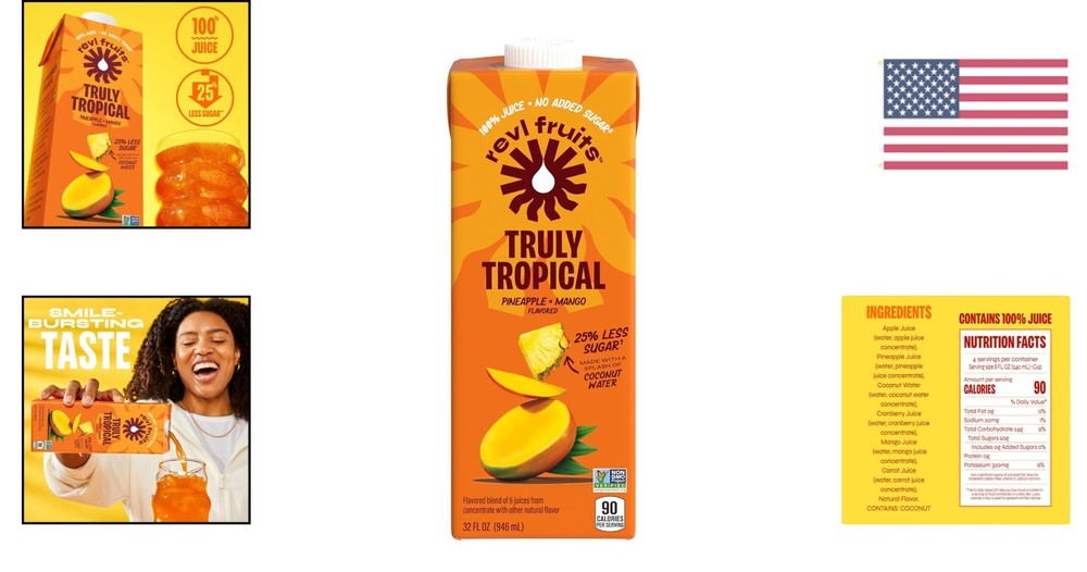 32 Oz Truly Tropical Juice - Refreshing Pineapple Mango Bliss without Sugar