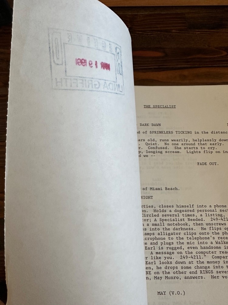 THE SPECIALIST SYLVESTER STALLONE MOVIE ORIGINAL SCREENPLAY SCRIPT