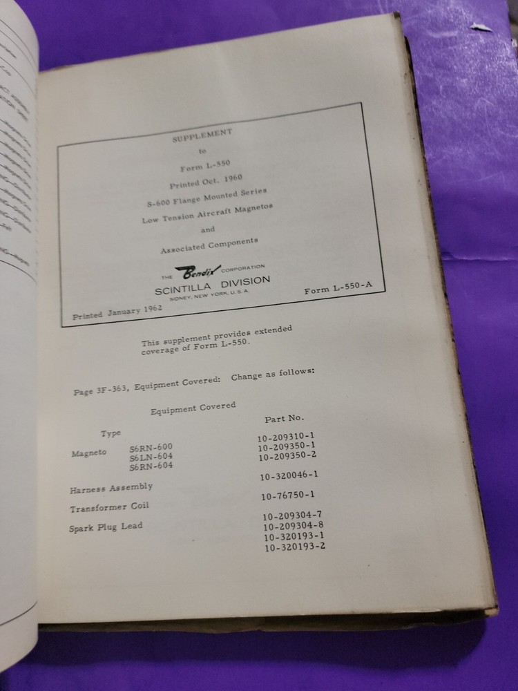 BENDIX SCINTILLA Magneto Service Manual AIRCRAFT INDUSTRIAL ENGINE