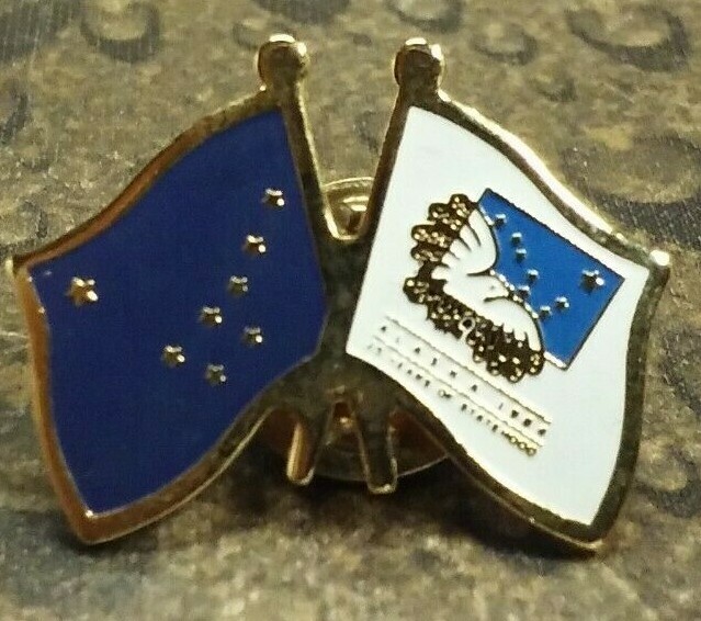 ALASKA STATE DUAL FLAG pin badge