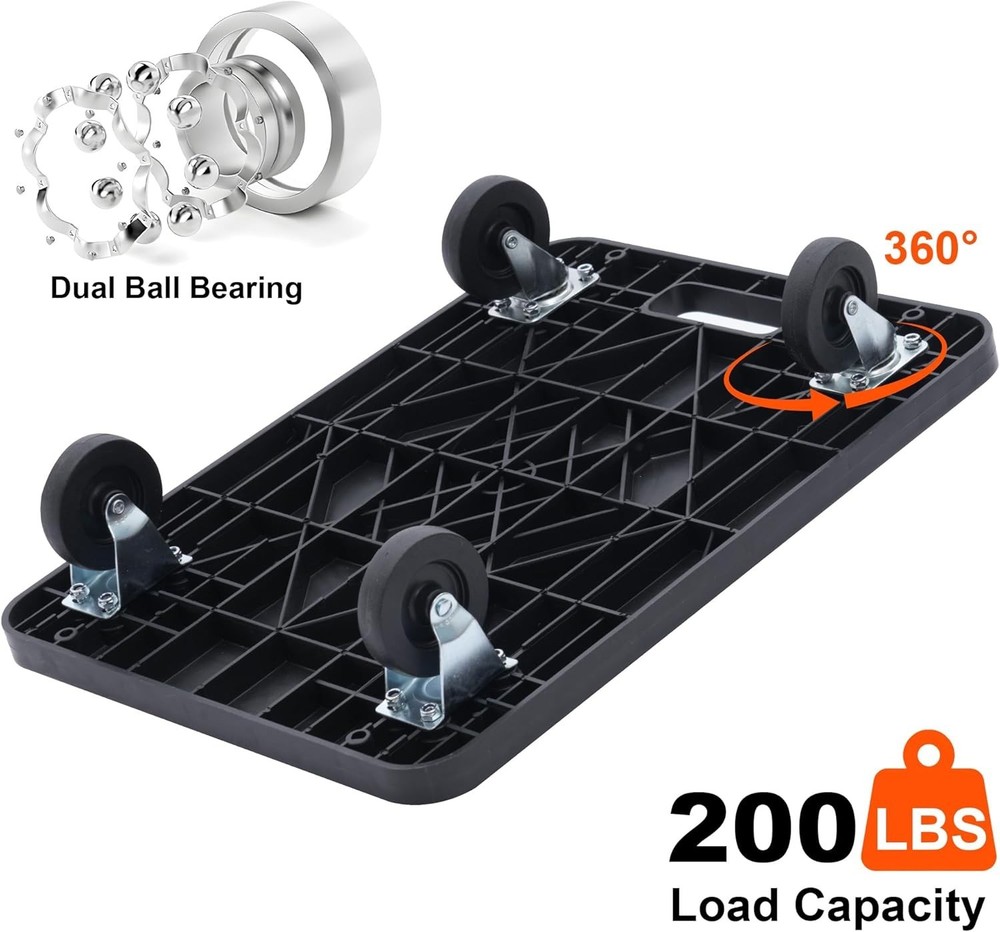 Lightweight Polypropylene Dolly - 200 lb Capacity for Effortless Moving