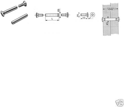 HETTICH 'VSH' CONNECTING SCREW, M4 THREAD, 5mm DIAMETER, 29mm-38mm RANGE