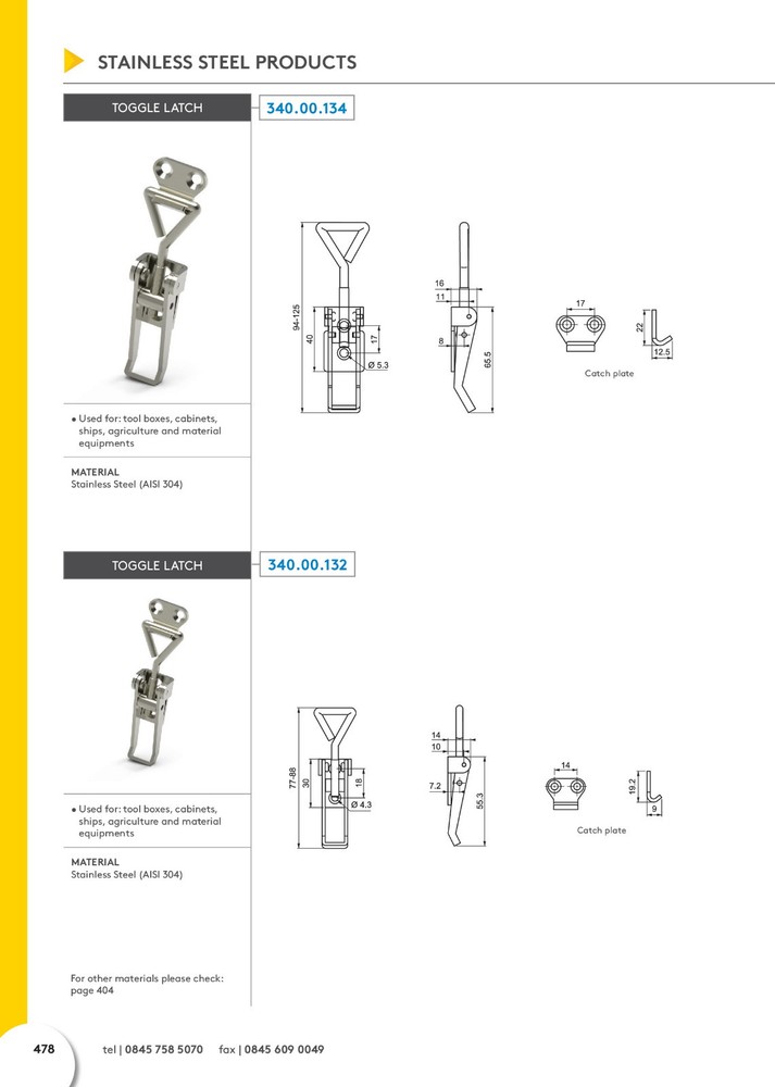 Stainless Steel Medium Draw Toggle Latch Catch For Boxes Chest Hardware 34000134