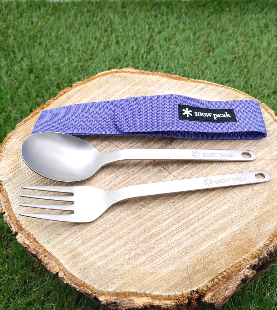 Snow Peak Titanium ”Wapper Weapon” Fork & Spoon Set with Case SCT-002  Japan