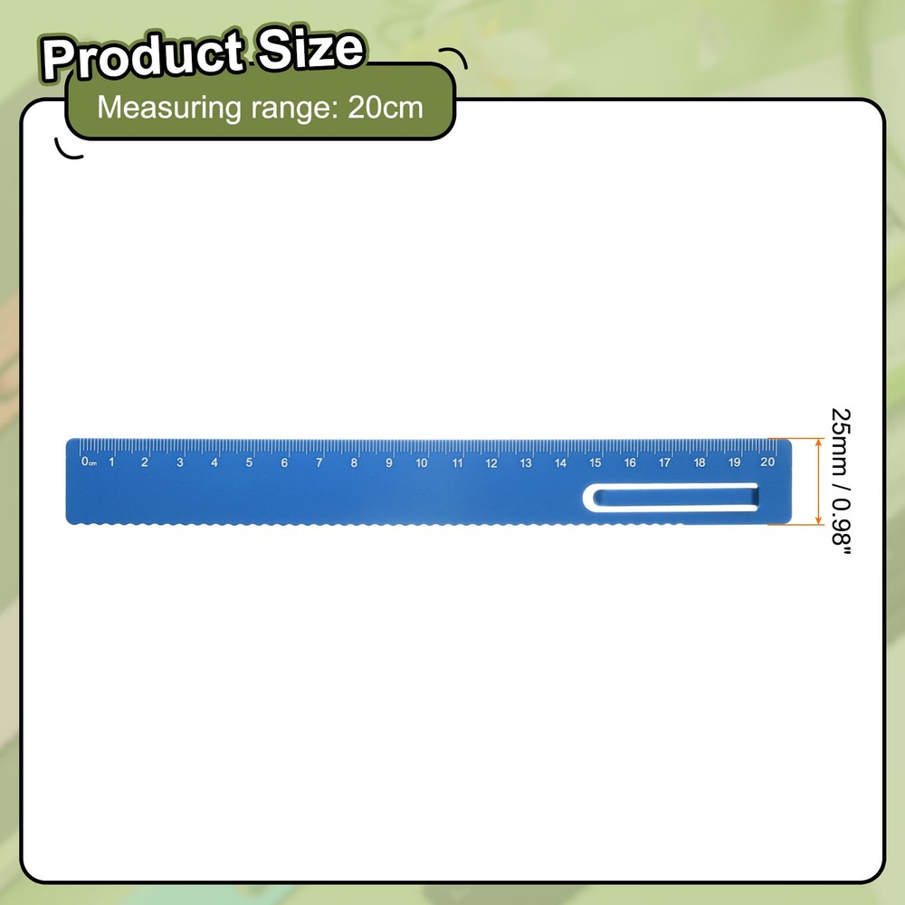 Straight Ruler 20cm Metric Bookmark Clip Ruler, Blue