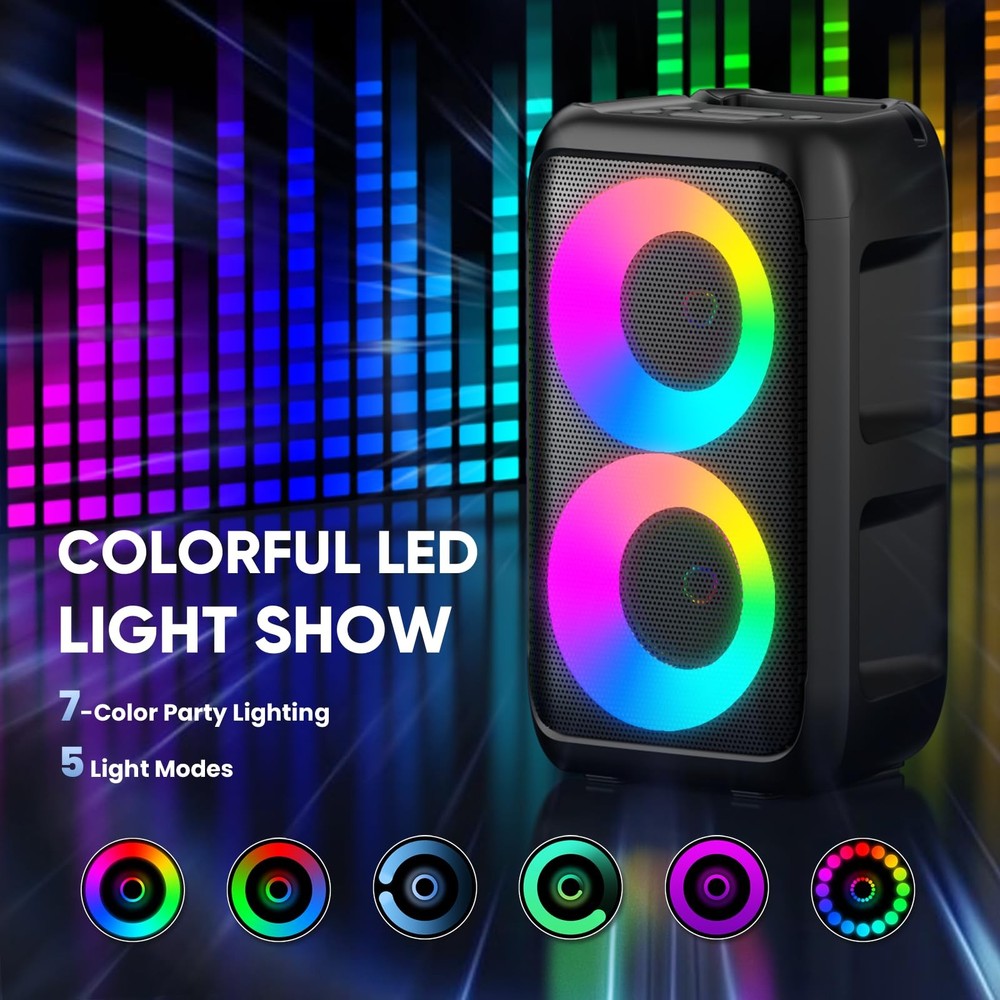 Karaoke Machine, Portable Bluetooth Speaker with 2 Wireless Karaoke Microphon...