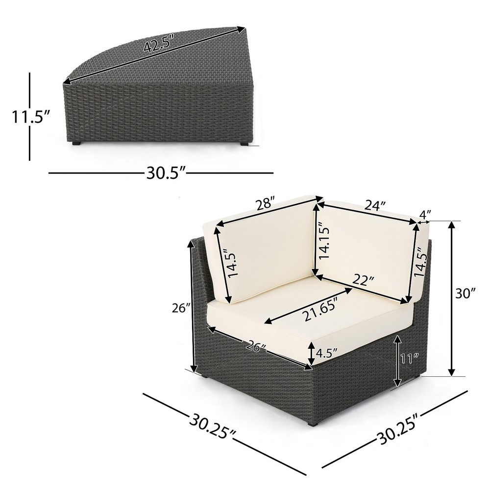 Reddington 6pc Outdoor Grey Wicker Sectional Set