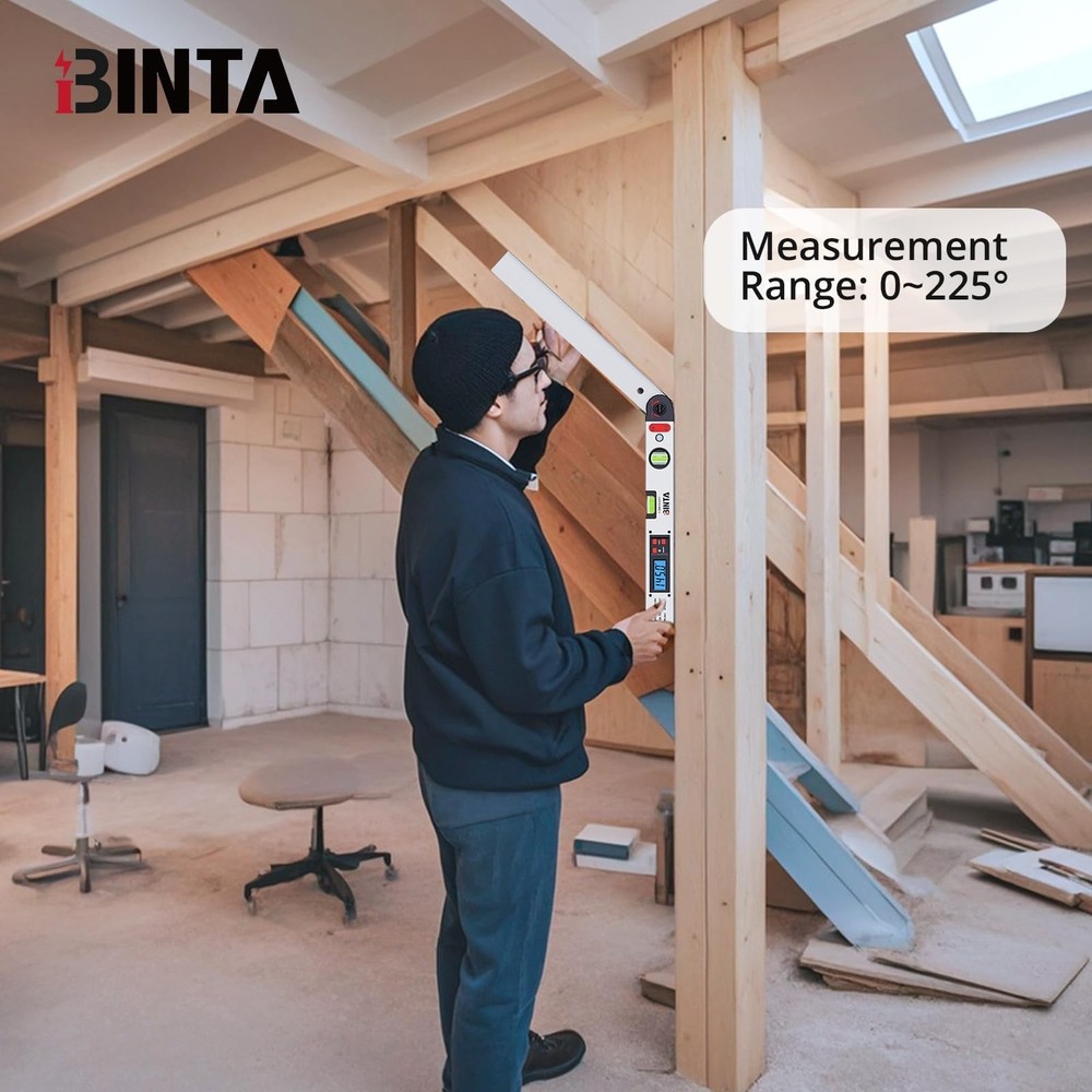 BINTA Digital Angle Finder Protractor 0-225° High Precision Measuring Tool Al...
