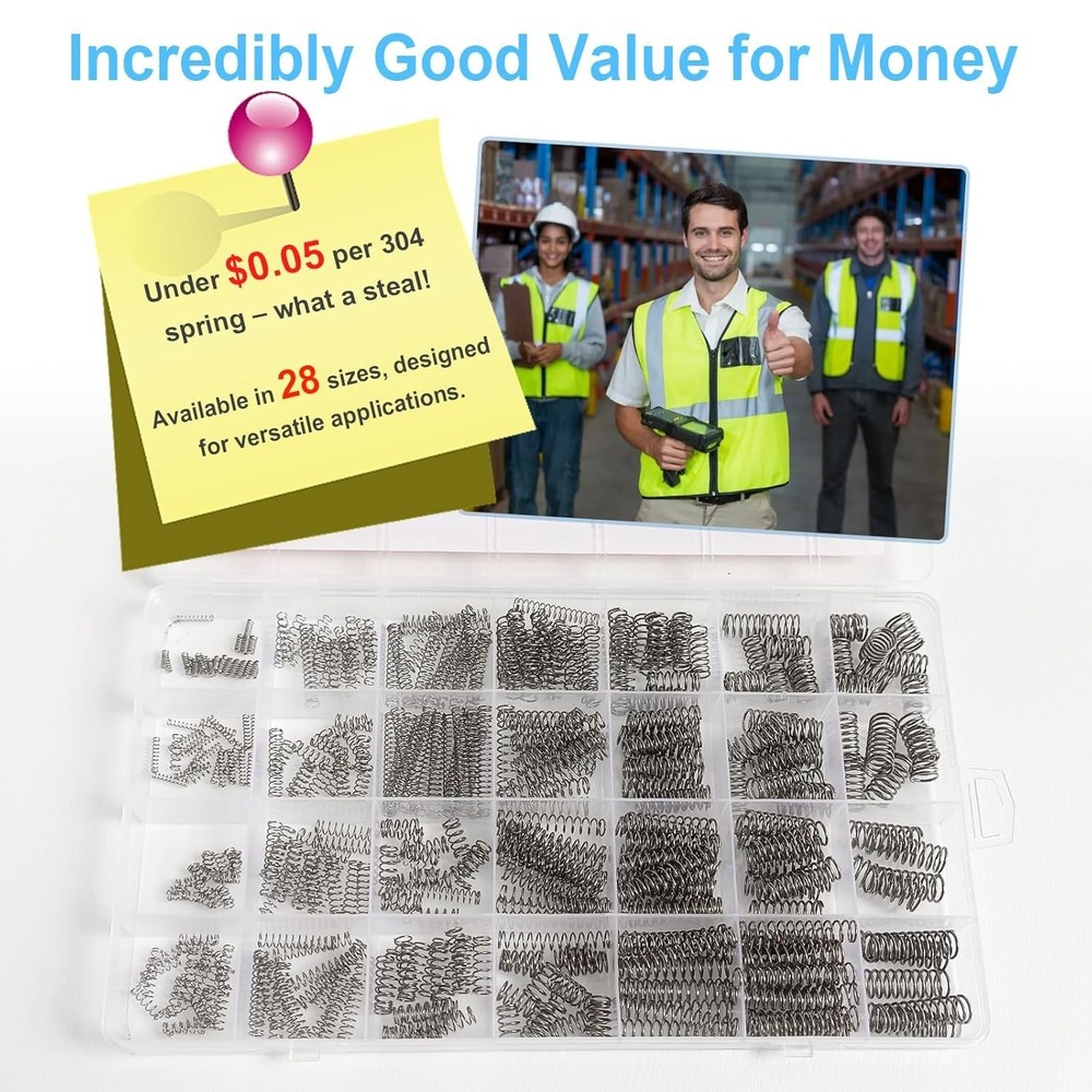 390-Piece Compression Spring Assortment Kit, 28 Sizes Small Springs Set