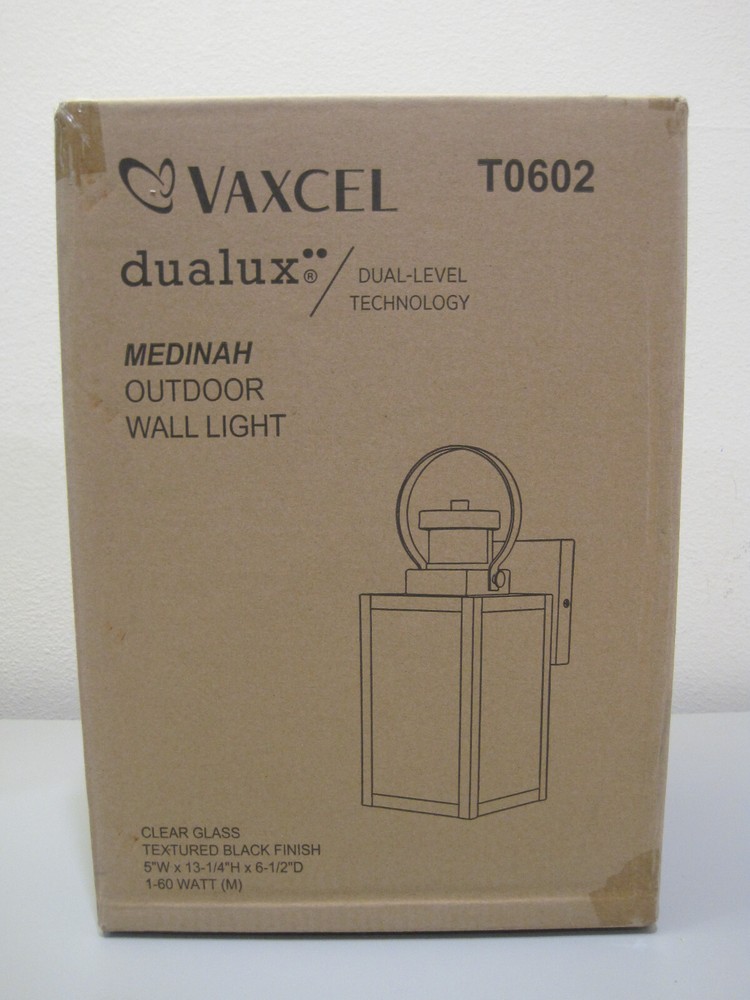 VAXCEL MEDINAH OUTDOOR WALL LIGHT WITH MOTION SENSOR IN TEXTURED BLACK # T0602