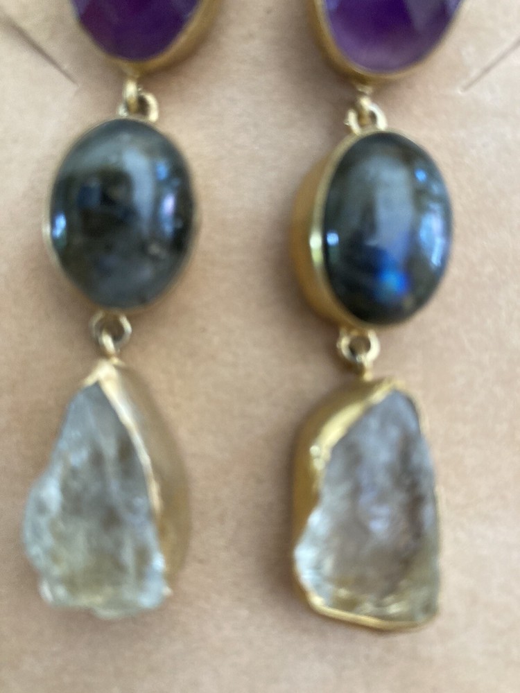 multi gemstone earrings